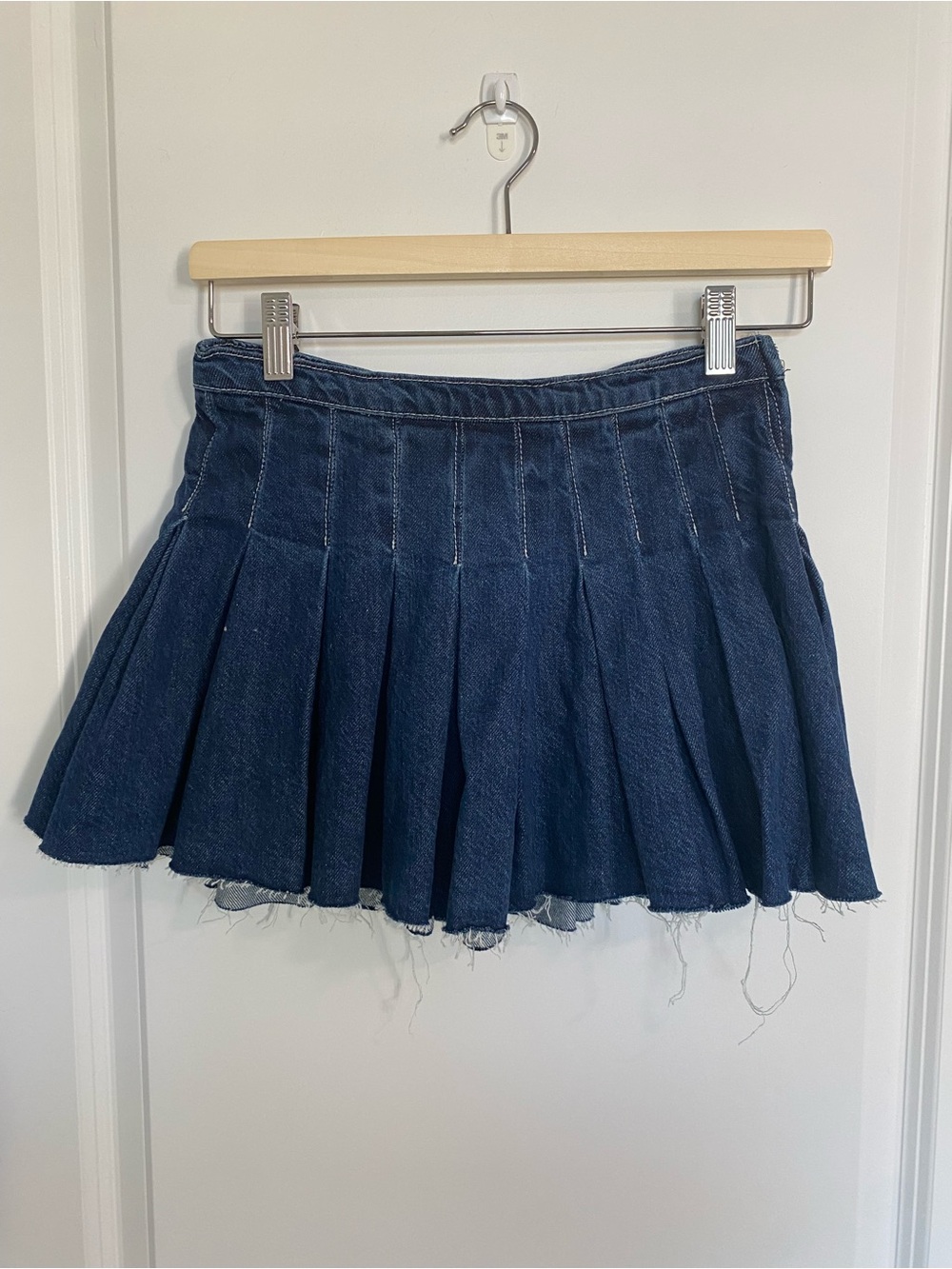 Zara Pleated Denim Mini Skirt